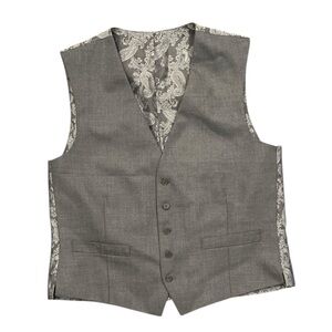 Grey Tailored Vest 44R Euro 54 | Paisley Lining | Adjustable Back Buckle